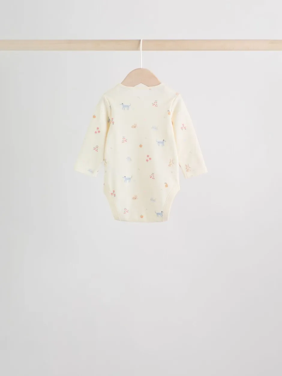 Rompertjes En Hemdjes|Next Multi Pastel Character - Set van 5 babyrompertjes met lange mouwen