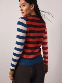 Gebreide Kleding|Next Multi Red/Blue Stripe - Trui met ronde hals en lange mouwen met wol