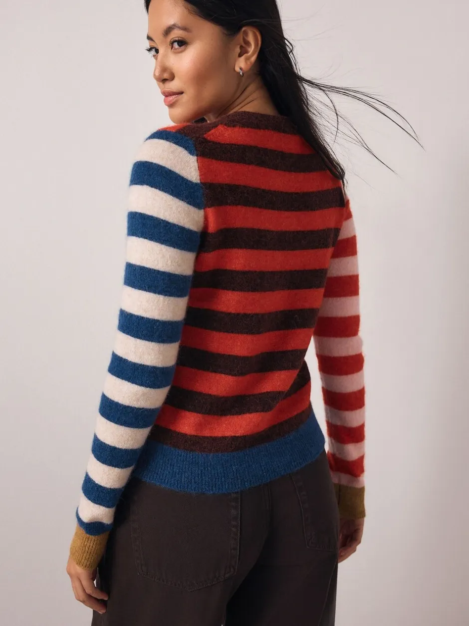 Gebreide Kleding|Next Multi Red/Blue Stripe - Trui met ronde hals en lange mouwen met wol