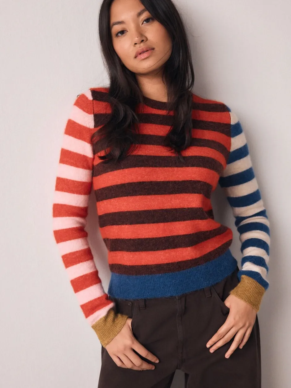 Gebreide Kleding|Next Multi Red/Blue Stripe - Trui met ronde hals en lange mouwen met wol
