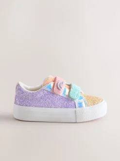 Sneakers*Next - Sneakers met dikke zool en klittenbandsluiting Multi regenboogkleurige glitters