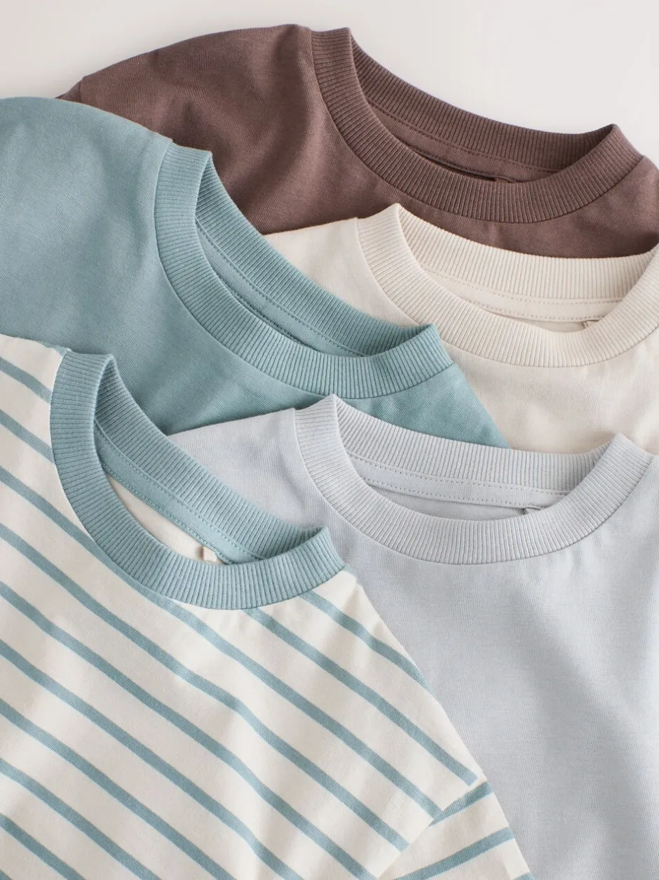 Tops|T-Shirts*Next Multi-blauw - Set van 5 T-shirts met lange mouwen (3 mnd-7 jr)