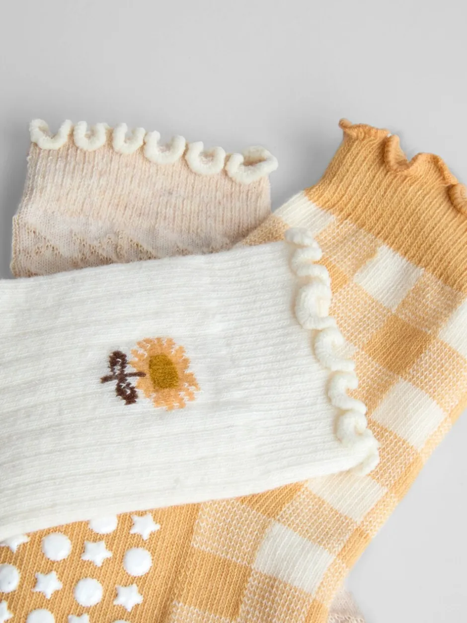 Sokken En Panty's|Sokken En Panty's*Jojo Maman Bébé - - 3 Paar sokken Mustard Sunflower