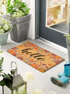 Deurmatten*My Mat deurmat van kokos met 'Hello' en Bloemenprint