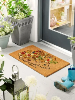 Deurmatten|My Mat Kokosdeurmat met bloemen- en egelprint