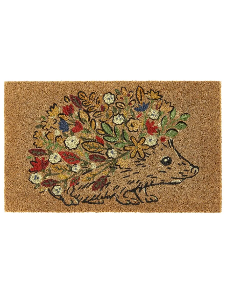 Deurmatten|My Mat Kokosdeurmat met bloemen- en egelprint