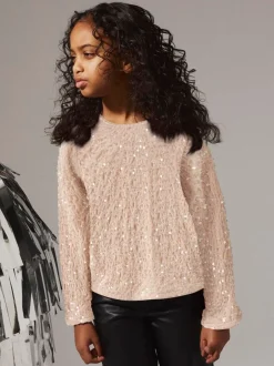 Overhemden En Blouses|Name It Sequin velvet bow detail blouse
