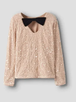 Overhemden En Blouses|Name It Sequin velvet bow detail blouse