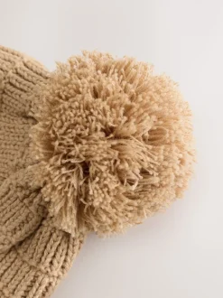 Mutsjes En Antikrabwantjes|Mutsen, Handschoenen En Sjaals|Next - Gebreide pilotenmuts voor baby's met pompon (0mnd -2jr) Natural Borg