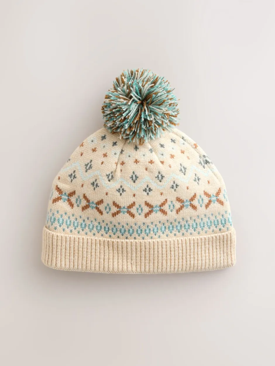 Mutsen, Handschoenen En Sjaals*Next Natural Fairisle - Pattern Baby Knitted Pom Beanie Hat (0mths-2yrs)