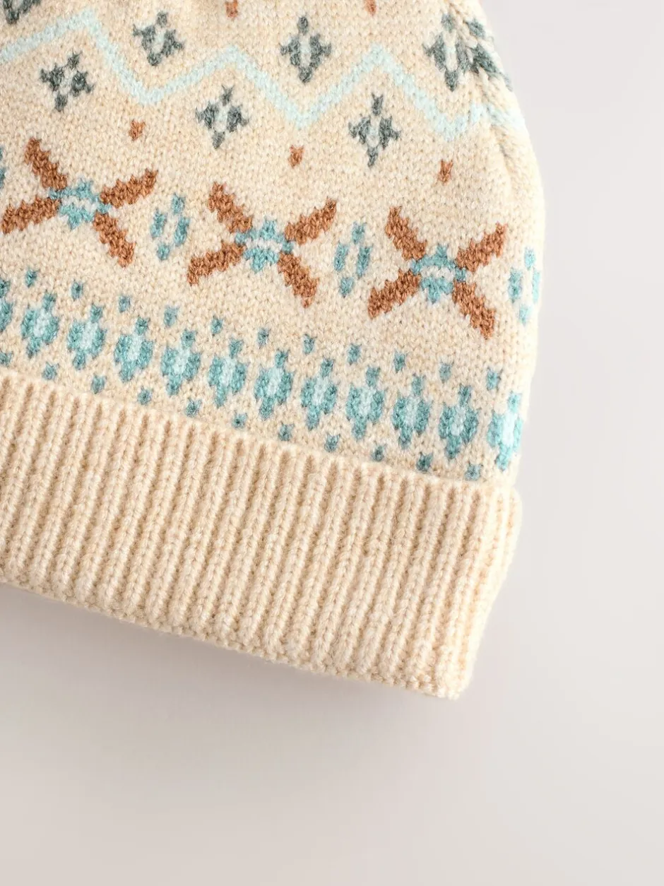 Mutsen, Handschoenen En Sjaals*Next Natural Fairisle - Pattern Baby Knitted Pom Beanie Hat (0mths-2yrs)