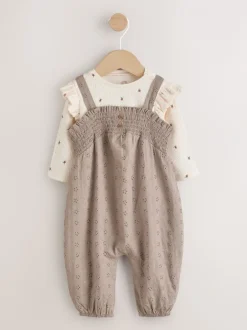 Tuinbroeken|Next - Baby tuinbroek en bodysuit 2 -delige set (0mnd -2jr) Naturel Broderie