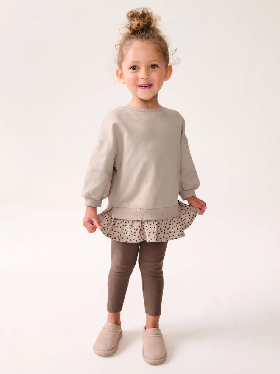 Tops|Sets En Combisets|Next - Set met top met lange mouwen en legging (3 mnd-7 jr) Naturel bruin