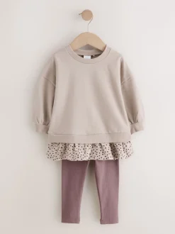 Tops|Sets En Combisets|Next - Set met top met lange mouwen en legging (3 mnd-7 jr) Naturel bruin