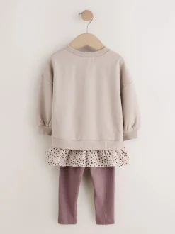 Tops|Sets En Combisets|Next - Set met top met lange mouwen en legging (3 mnd-7 jr) Naturel bruin