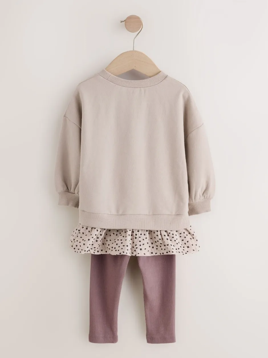 Tops|Sets En Combisets|Next - Set met top met lange mouwen en legging (3 mnd-7 jr) Naturel bruin