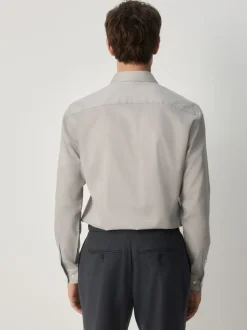 Formele Overhemden*Next Naturel bruin - Slim Fit - Onderhoudsvriendelijk, getextureerd, slim fit overhemd met enkele manchet