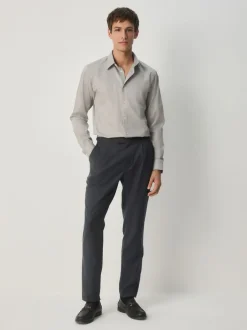 Formele Overhemden*Next Naturel bruin - Slim Fit - Onderhoudsvriendelijk, getextureerd, slim fit overhemd met enkele manchet