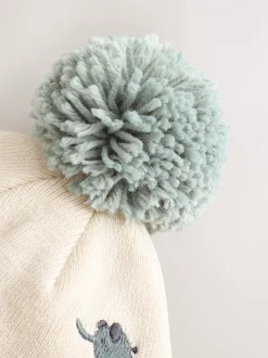Mutsjes En Antikrabwantjes|Mutsen, Handschoenen En Sjaals|Next Naturel geborduurd met safariprint - Beanie-muts met pompon (3mnd-10jr)