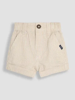 Shorts|Jojo Maman Bébé - Seersucker gestreepte short van 100% katoen Naturel kiezelkleur