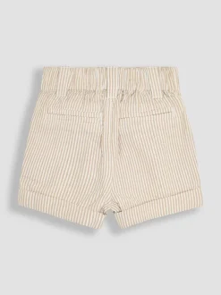 Shorts|Jojo Maman Bébé - Seersucker gestreepte short van 100% katoen Naturel kiezelkleur