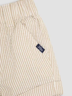 Shorts|Jojo Maman Bébé - Seersucker gestreepte short van 100% katoen Naturel kiezelkleur
