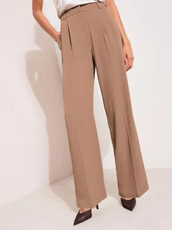 Kostuums En Werkkleding|Broeken*Friends Like These - Premium broek met wijde pijpen en elastiek aan de achterkant Naturel Latte