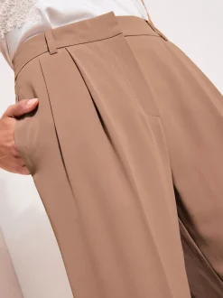 Kostuums En Werkkleding|Broeken*Friends Like These - Premium broek met wijde pijpen en elastiek aan de achterkant Naturel Latte