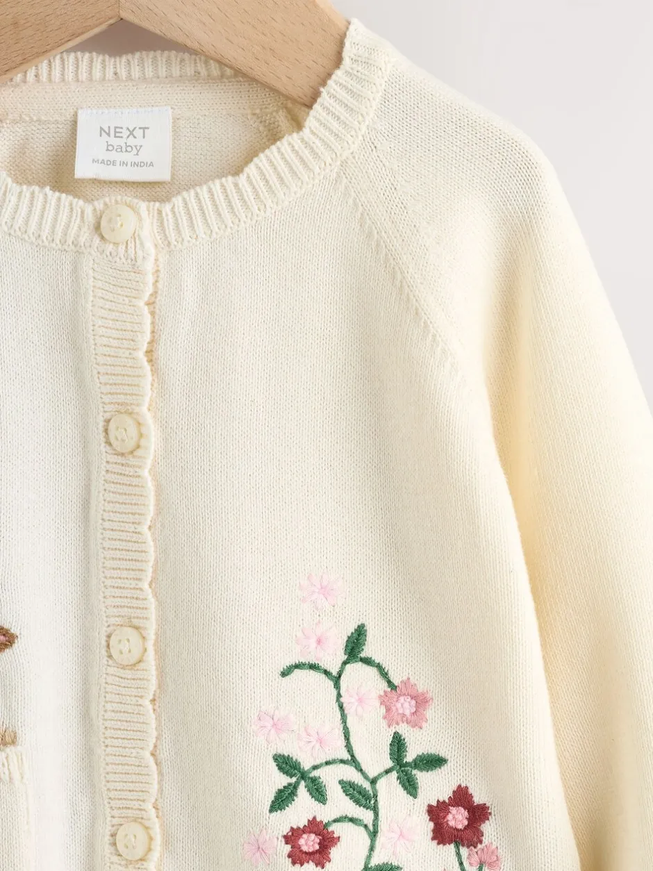 Truien En Breisels|Gebreide Kleding*Next Naturel met borduursel - Baby Bunny Cardigan (0mths-3yrs)