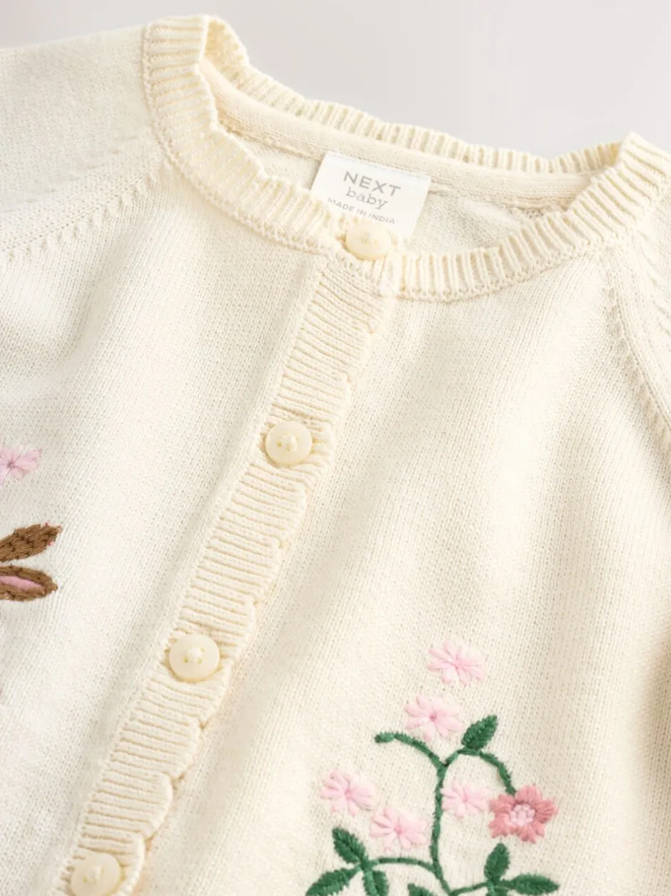 Truien En Breisels|Gebreide Kleding*Next Naturel met borduursel - Baby Bunny Cardigan (0mths-3yrs)