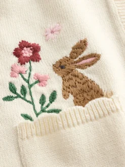 Truien En Breisels|Gebreide Kleding*Next Naturel met borduursel - Baby Bunny Cardigan (0mths-3yrs)