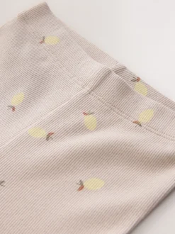 Broeken En Leggings*Next Naturel met citroenprint - Geribbelde flare legging (3 mnd-7 jr)