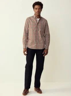 Shirts|Next Naturel met gingham-ruit - Eenvoudig te strijken Oxford-overhemd met knopen en standaard pasvorm