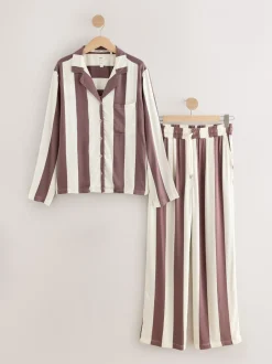 Pyjama's|Loungewear|Next - Pyjama's met knoopsluiting Naturel met strepen
