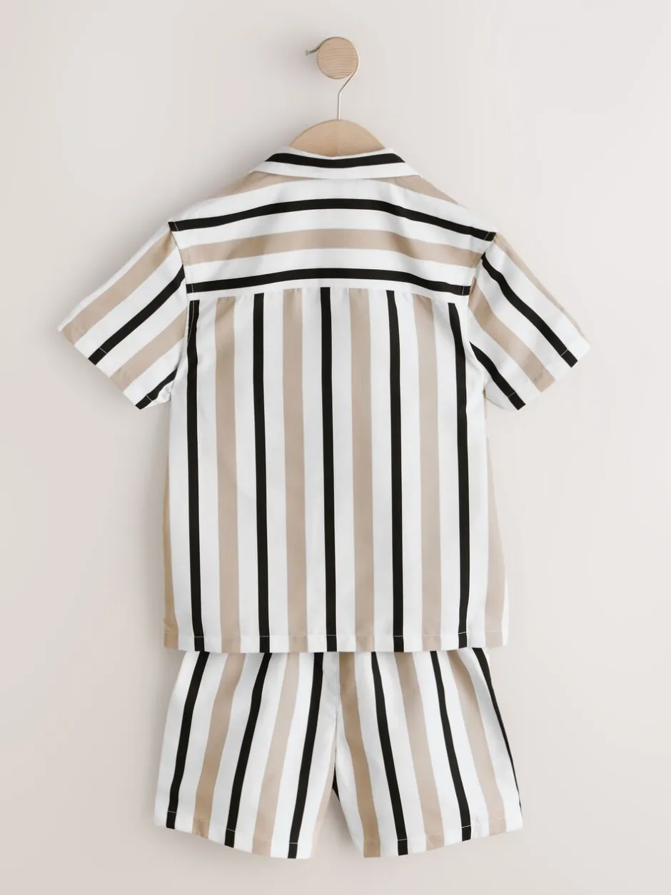 Badkleding|Next - Set van zwembroek en overhemd (3-16jr) Naturel met strepen