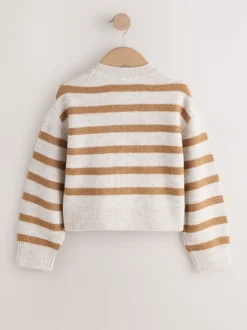 Gebreide Kleding*Next - Vest met knopen (3-16jr) Naturel met strepen