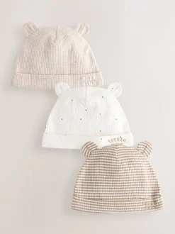 Mutsjes En Antikrabwantjes|Next Naturel Milk Club - Baby Beanies 3 Pack (0-12mths)