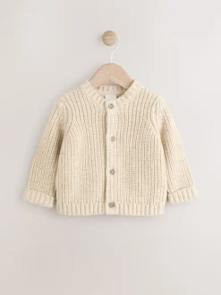 Truien En Breisels|Gebreide Kleding|Next - Grofgebreid babyvestje met borduursel Naturel Milk Club