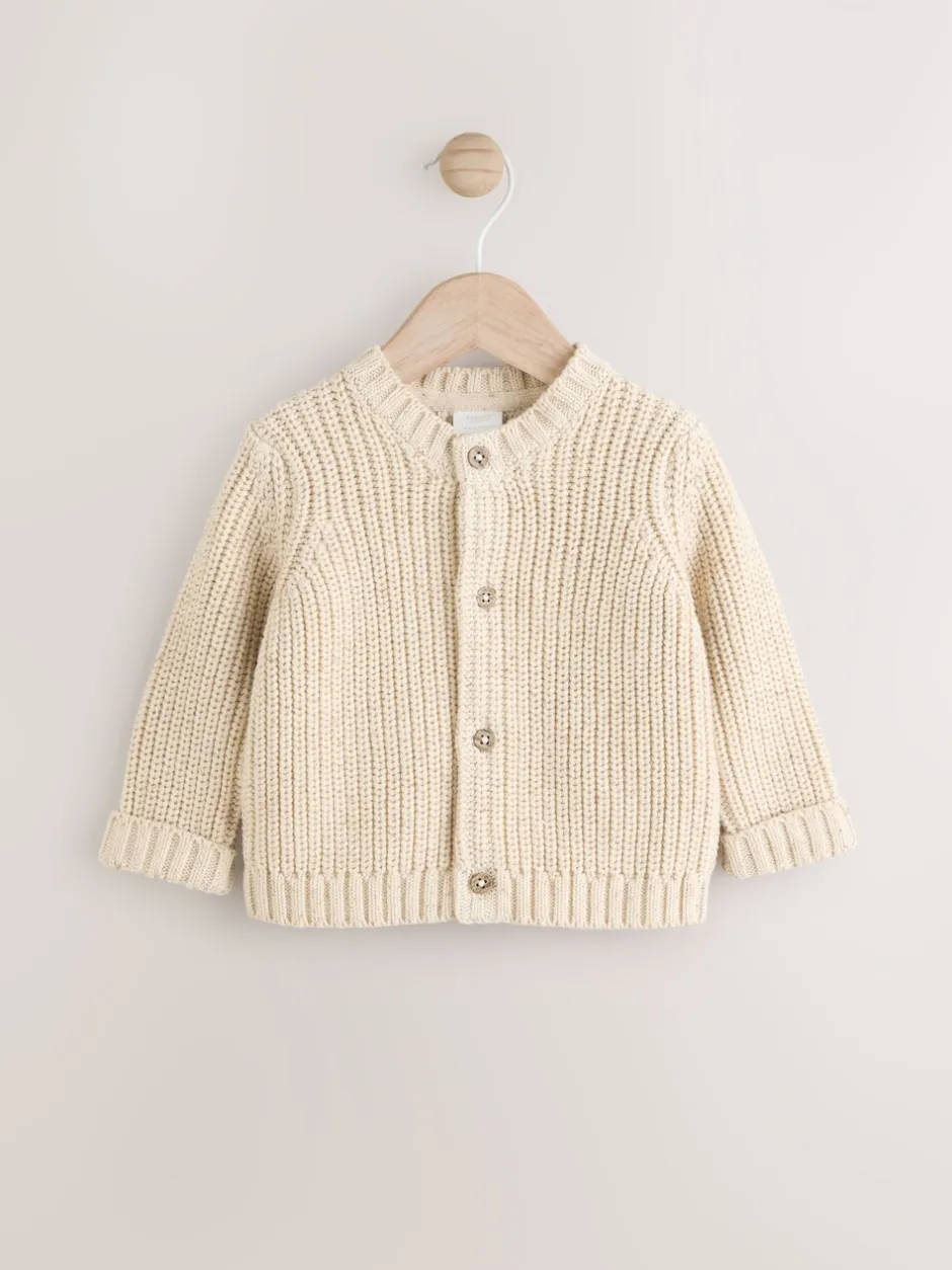 Truien En Breisels|Gebreide Kleding|Next - Grofgebreid babyvestje met borduursel Naturel Milk Club