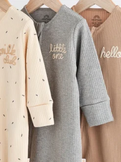 Babypakjes En Babypyjama's|Next Naturel Milk Club - Set van 3 babyslaapzakjes met tweewegrits van 100% katoen (0 mnd - 2 jr)
