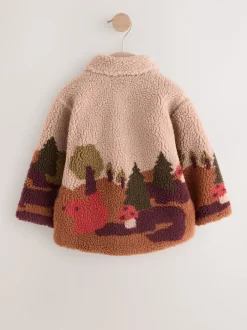 Truien En Breisels|Jassen, Jacks En Kinderwagenpakjes|Next - Fleece shacket van borg (3 mnd - 7 jr) Naturel Sierlijke Print