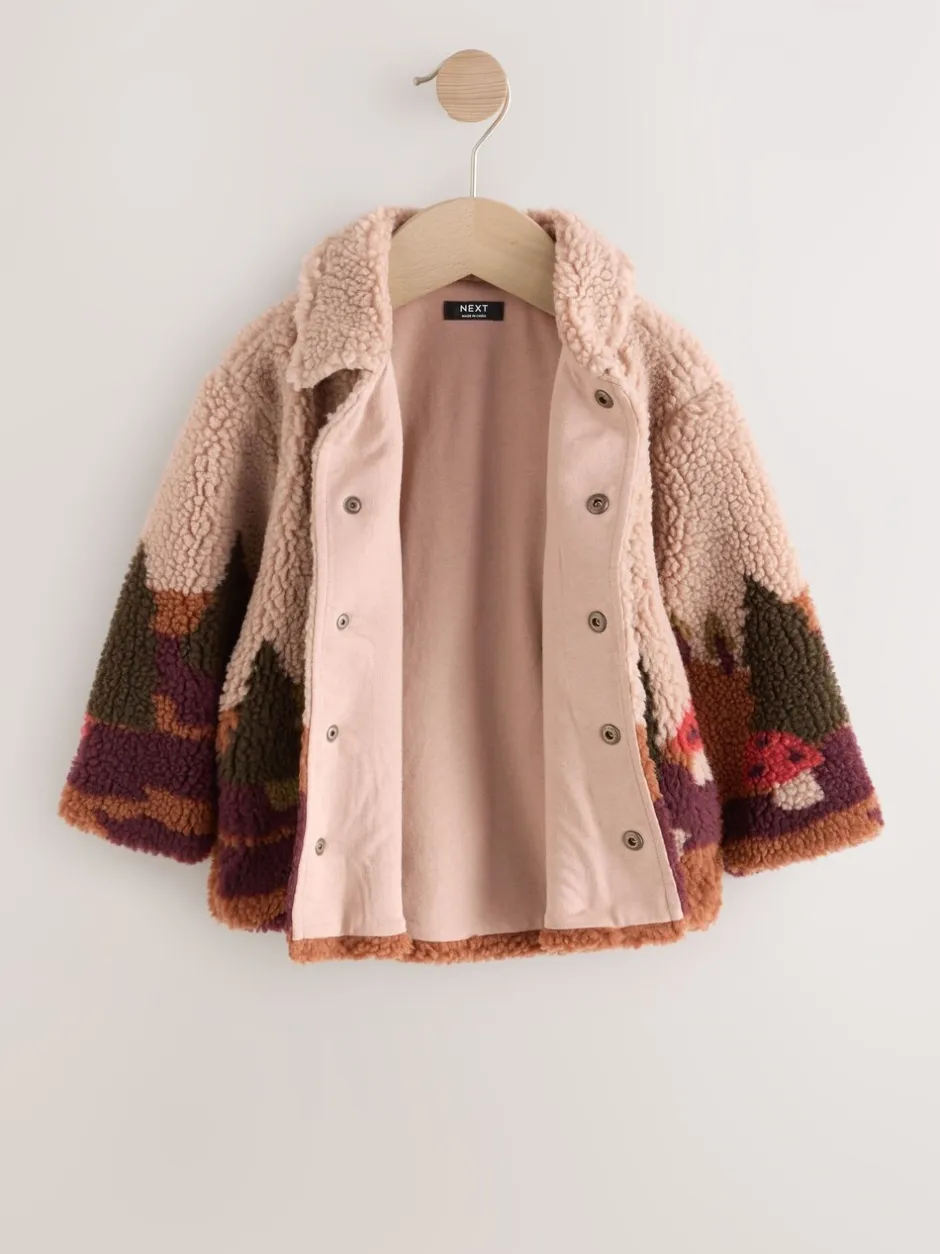 Truien En Breisels|Jassen, Jacks En Kinderwagenpakjes|Next - Fleece shacket van borg (3 mnd - 7 jr) Naturel Sierlijke Print