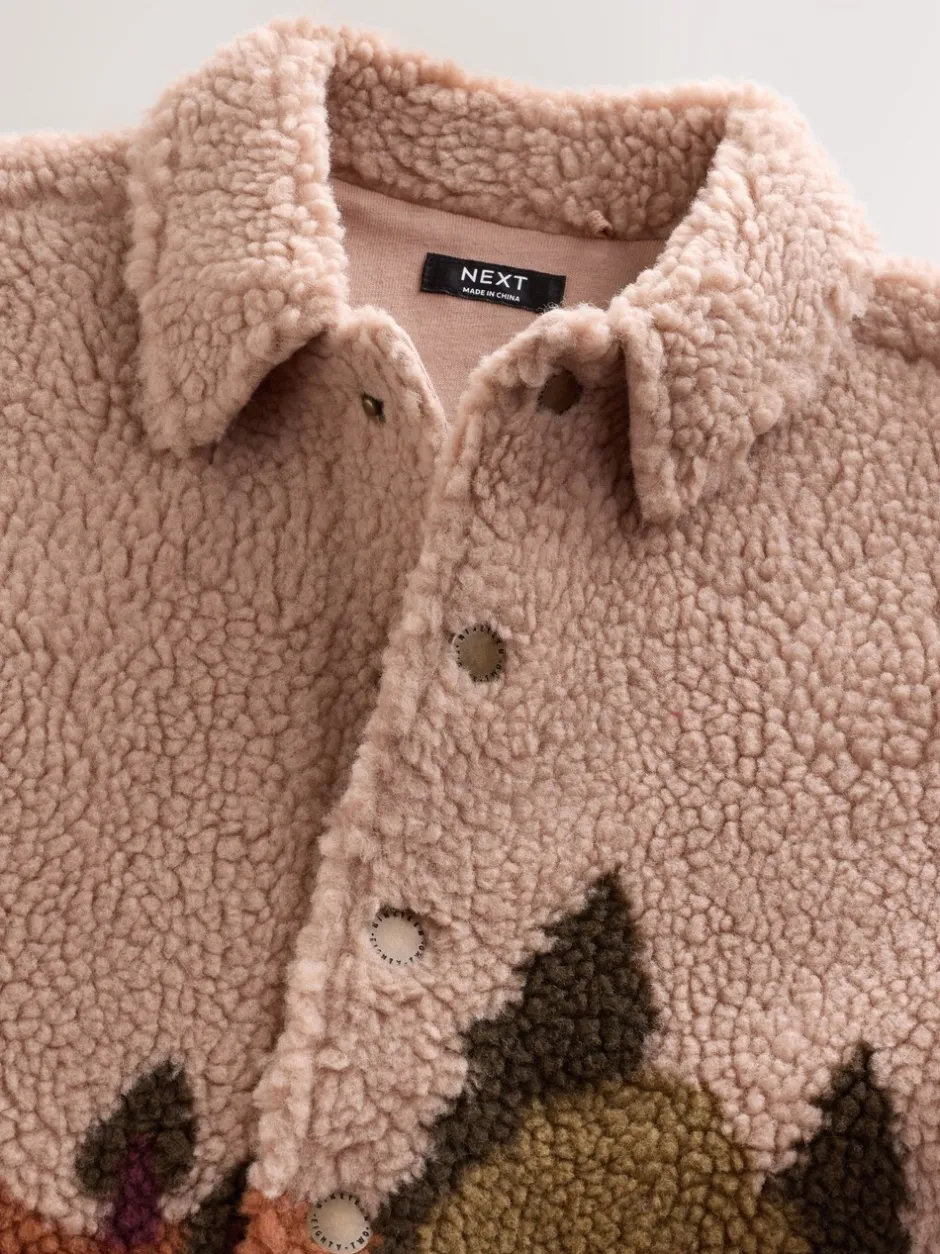 Truien En Breisels|Jassen, Jacks En Kinderwagenpakjes|Next - Fleece shacket van borg (3 mnd - 7 jr) Naturel Sierlijke Print