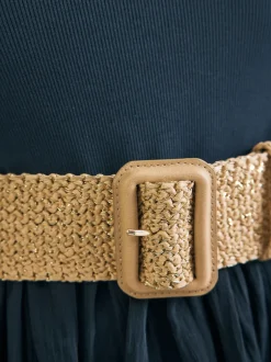 Ceintuurs*Next Naturel/goud - Brede riem met raffia-effect
