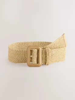 Ceintuurs*Next Naturel/goud - Brede riem met raffia-effect