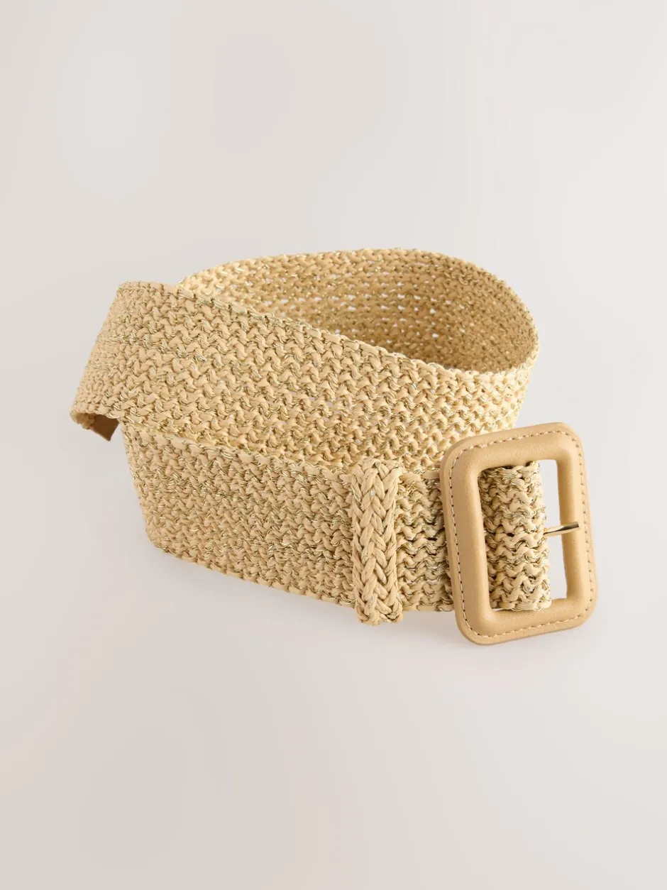 Ceintuurs*Next Naturel/goud - Brede riem met raffia-effect