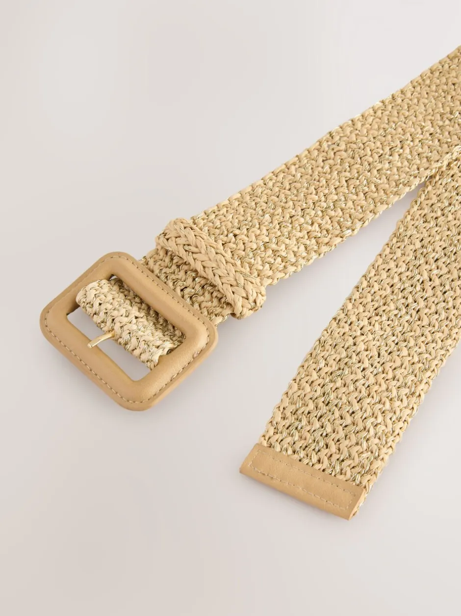 Ceintuurs*Next Naturel/goud - Brede riem met raffia-effect