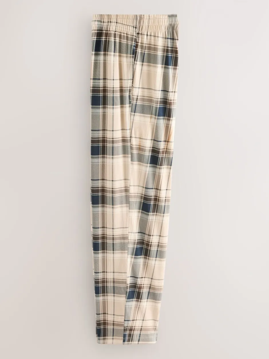 Pyjama's|Loungewear*Next - Jersey pyjama met korte mouwen Naturel/zwart geruit