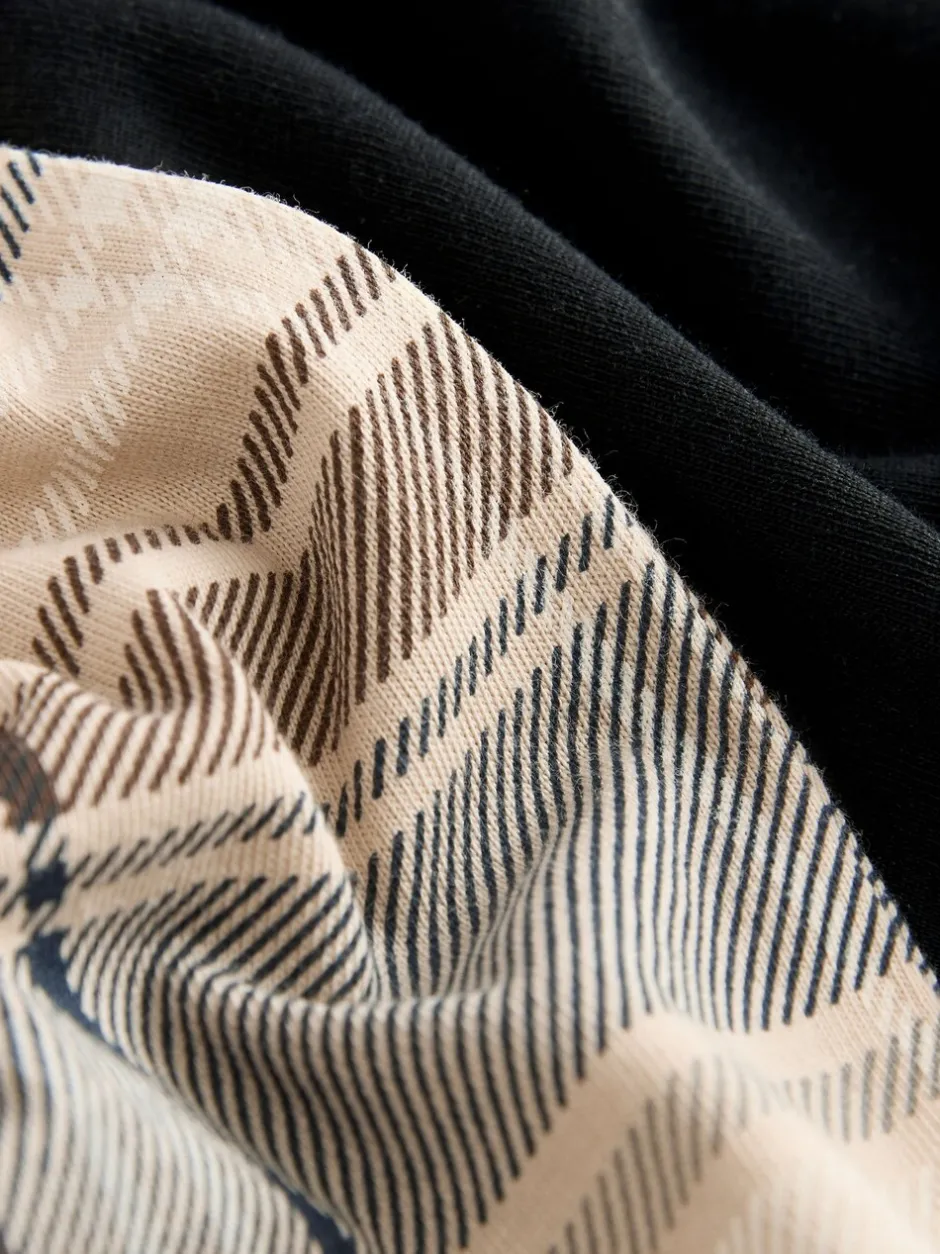 Pyjama's|Loungewear*Next - Jersey pyjama met korte mouwen Naturel/zwart geruit