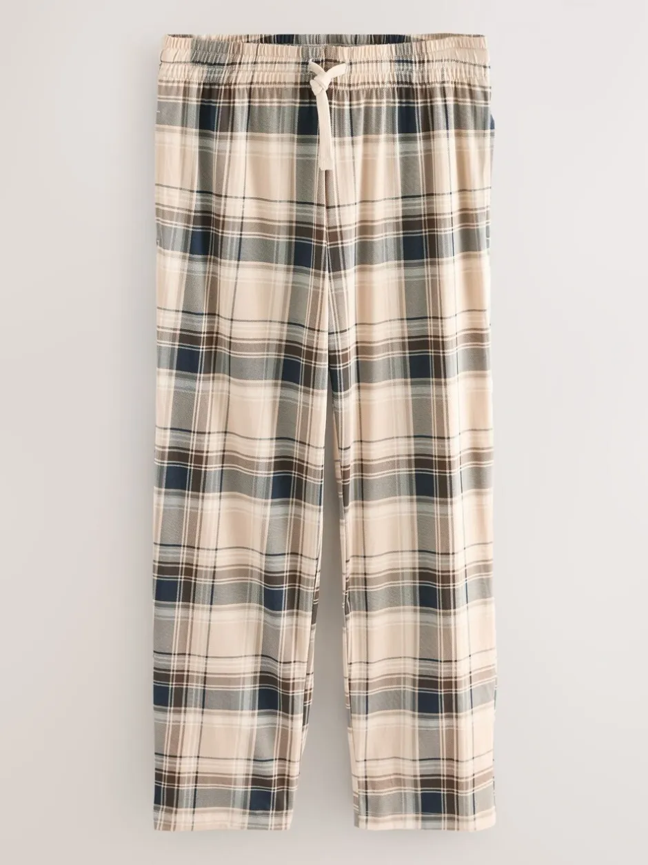 Pyjama's|Loungewear*Next - Jersey pyjama met korte mouwen Naturel/zwart geruit